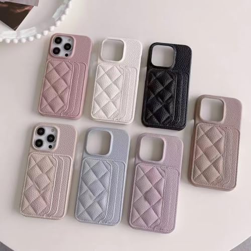 Étui en cuir iPhone 16E violet avec double porte-carte chic