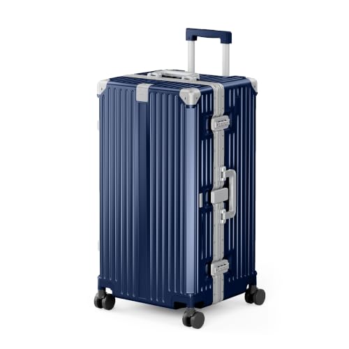 Image of ALPHA CAMP Trunk Luggage 28 Inch with Aluminum Frame Zipperless Suitcase | Large Checked Thickened 3-Layer PC Hardside Luggage with TSA Lock,Charging Port,Cup Holder and Spinner Wheels for Travel