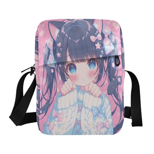men's messenger bag crossbody bag men Women's Purses Adjustable Strap for work work - Cute Peach Anime