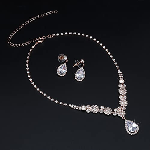 Juego de joyas para novia con diamantes de imitación de lágrima en acabado plata 3