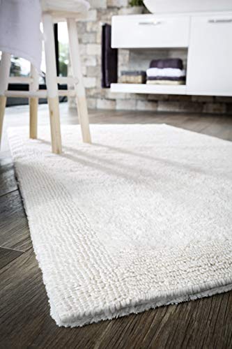Grund Bath Mat, Ultra Soft, Absorbent and Anti Slip, Organic Cotton, 5 Years Warranty, LUXOR, Bath Mat 60x100 cm, White