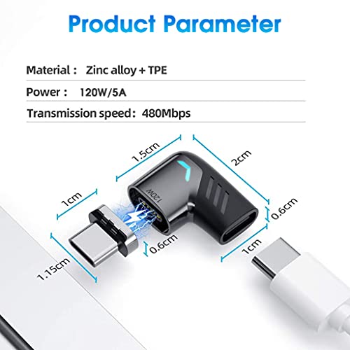 Image of Verilux 2PCS 90 USB C to C OTG Adapter, PD120W, 480Mbps Data Transfer | Right Angle Design, Reduces Cable Bends, for Laptops, Tablets and Smartphones, Zinc Alloy Build, Charging and Data Transfer