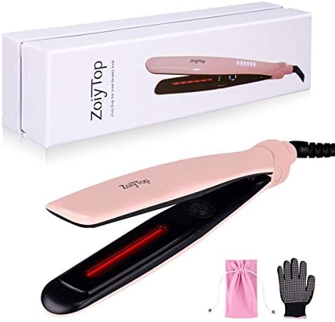 Ceramic Flat Iron for hair,Professional 1 inch Hair Straightener dual voltage with Infrared Heat Technology for Traveling,Pink (pink)