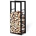 Produktbild holz4home® Kaminholzregal aus Metall Schwarz I 100x25x40 cm I Brennholzregal inkl. Ofenhandschuh I Feuerholzregal Kaminholzhalter Holzständer Holzhalter Holzlager Feuerholz Brennholz