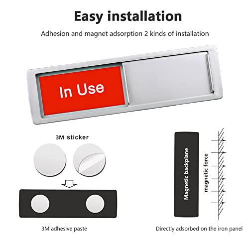 Image of in Use or Available Sign,Vacant Occupied Sign for Home Office Hotles Hospital Restroom, Vacant Occupied Slider Door Status Tells Whether Room in Use or Available,Non-Scratch Magnetic Slider Door Indicator Signs, 7'' x 2'' - Silver