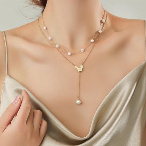 Trinckle Gold Pearl Necklace, 6 Mm Pearl Choker Necklace 15 In Pearl Necklaces For Women Dainty Gold Choker Adjustable Beach Jewelry Necklaces For Girls As Bride Bridesmaid Wedding Birthday Gifts thumb #8