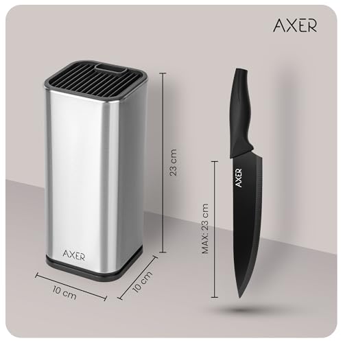 Axer Ceppo Coltelli da Cucina Vuoto - Porta Coltelli Cucina per Oltre 8 Coltelli - Ceppo Portacoltelli da Cucina Acciaio Inox - Ceppo Coltelli Vuoto - Ceppo per Coltelli Vuoto - immagine 3