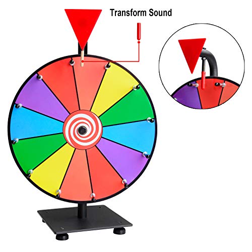 Klvied 12 Inch Heavy Duty Prize Wheel, 12 Slot Tabletop Color Spinning Wheel with 2 Model Clicker, Carnival Spin Wheel with Dry Erase Markers and Eraser for Trade Show, Fortune Spin Game - Thumbnail 5