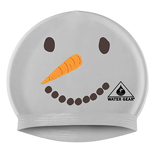 Water Gear Latex Adult Swim Cap, Snowman - - Durable and Flexible Unisex Waterproof - Great for Short and Long Hair - Improve Your Performance - Triathlon Swimmers and Athletes