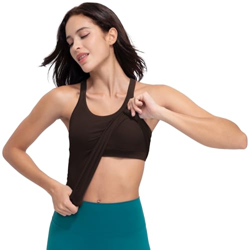 Seamless Ribbed Workout Racerback Tank Tops with Built in Bra for Women2