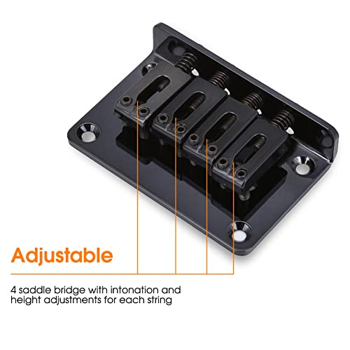 Vgeby VGEBYPIFTAOG8B4-03 Hardtail Bridge, 4-String Fixed Bridge Replacement Parts For Cigarbox Electric Guitars Ukulele (Black) Cigar Box Guitar Kit Cigar Box Guitar Strings Bold 4 String Guitar Bridge Bass Bridge 4 String thumb #4