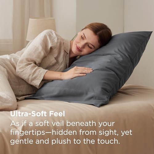 Bedsure Pillow Cases Standard Size Set of 2 - Dark Grey Brushed Microfiber Pillowcases, Super Soft and Cozy Pillow Case Covers with Envelope Closure, Wrinkle, Fade and Stain Resistant, 20x26 Inches