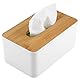 Abnehmbarer Taschentuchdeckel, Taschentuchbox aus Kunststoff und Holz, quadratischer, rechteckiger Taschentuchhalter-Organizer für den Home-Office-Schreibtisch (rechteckig)