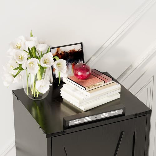 Image of GOODONE 52 inch Farmhouse Shoe Cabinet with Bench, L-Shaped Shoe Storage Bench with Umbrella Stands, Tall Shoe Organizer Cabinet with Adjustable Shelves for Entryway, Living Room, and Stairwell(Black)