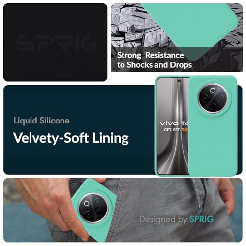 Image of SPRIG Compatible with Vivo T4 Premium SilkTone Back Cover Drop Tested Shock Proof Mobile Case for Men, Women, Boys and Girls with Camera Protection (Turquoise Blue)