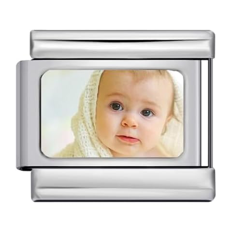 Double Fair Custom Italian Charm Bracelet - Steel Color, 9x10mm, Print Your Photos, Logos, and Anime Characters - Gift for Women (Silver-Square Image-B) Cover