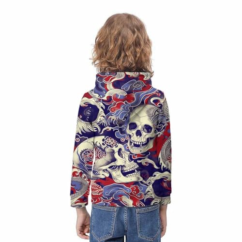 Sweat crânes multicolores pull à capuche original ado 12 ans - 4