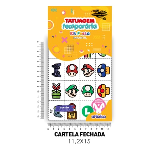 160 Tatuagem Infantil Temporária Mário | Kit Festa 32-062