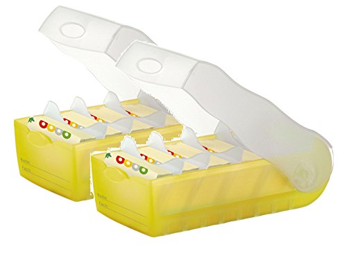 HAN Karteibox CROCO DIN A8 quer mit 5 Stützplatten und 100 Karten (transluzent-gelb | 2er Sparpack)