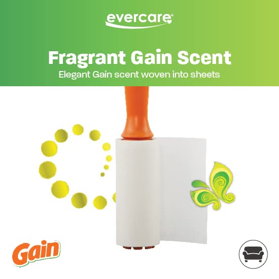 Image of Evercare Gain Scented All-Purpose Lint Roller Brushes with 50 Sheets, Manual Refillable Lint Rollers with Gain Scent (Pack of 36)