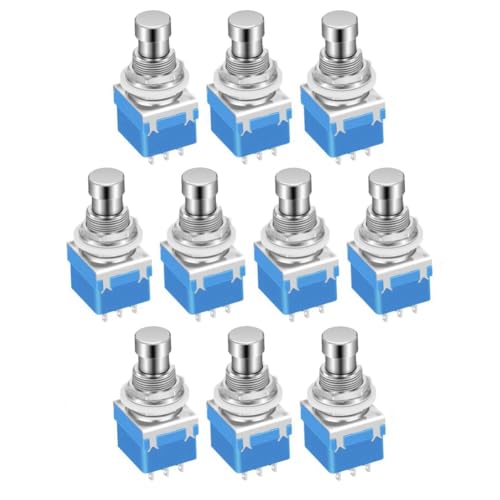 Grimmstr 10PCS Guitar Effects Pedal Footswitch 3PDT Stomp Pedal Switch 9-Pin Locking Push Button Foot Switch