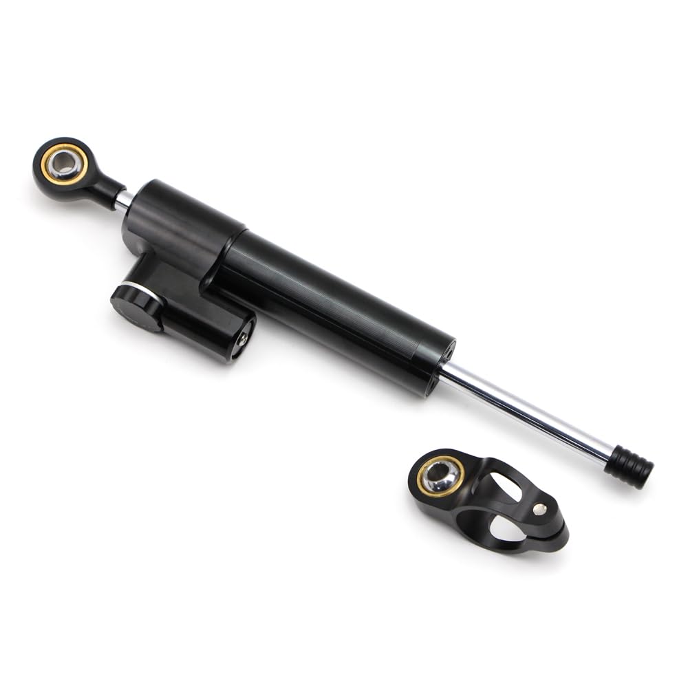 Dreamseek Stabilisateur d'amortisseur de direction pour moto universel, sécurité inversée, contrôle réglable en aluminium CNC (noir)