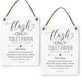Reilly Originals 6x8 Inch Septic System Flush Only Toilet Paper, Not Hopes & Dreams, Designer Bathroom Sign ~ Ready to Hang ~ Premium Finish, Durable (2)