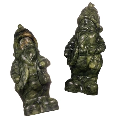 Nupuyai 5" Green Jade Carved Crystal Stone Santa Claus Statue - Image 4
