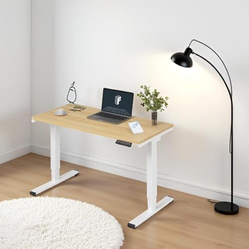 Image of Electric Height Adjustable Standing Desk (4x2 Feet, White) with 3 Years Warranty - Motorised Sit Stand Study Office Table, Digital Display, 4 Memory Presets, Anti-Collision System, 120x60 cm