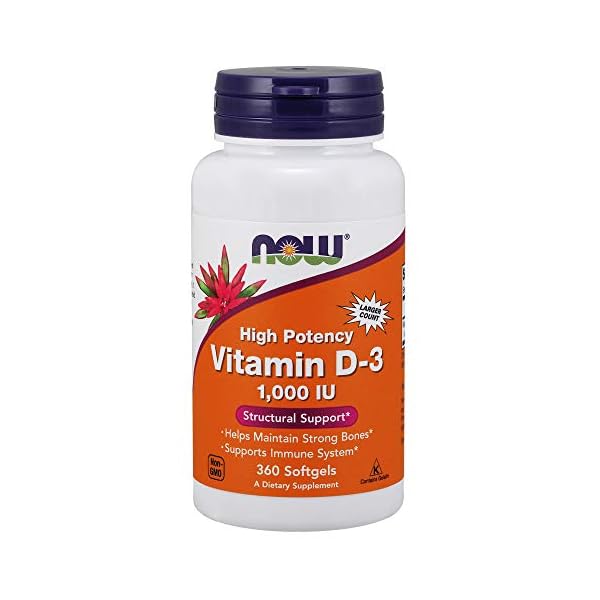 NOW Supplements, Vitamin D-3 1,000 IU, High Potency, Structural Support*, 360 Softgels
