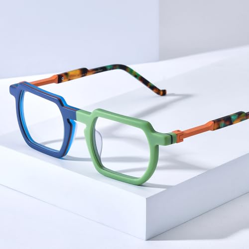 Image of HEPIDEM Matte Multicolor Acetate Glasses Frame Men Vintage Square Eyeglasses Optical Spectacles 9289
