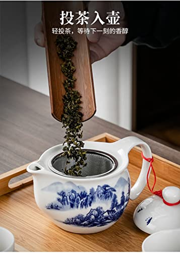 Image of Chinese Tea Set Gifts,Porcelain Teapots With 6 Teacups,Kungfu Tea Service (landscape)
