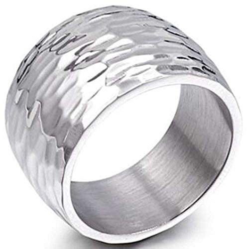 Jude Jewelers 15Mm Stainless Steel Classical Simple Plain Hammered Surface Wedding Band Ring (Silver, 9) #TOP1