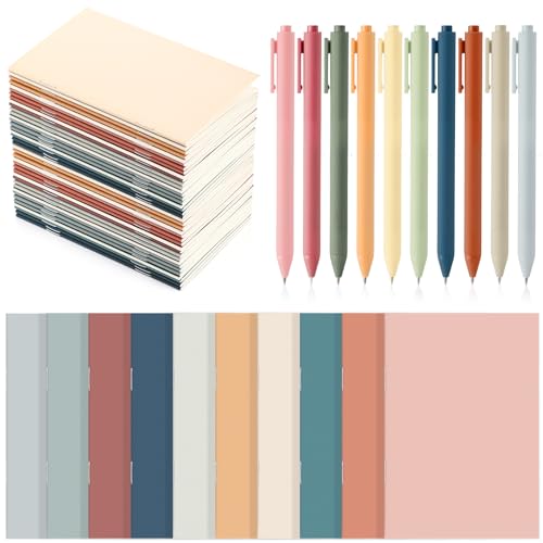 Eaasty 20 Set Mini Notebooks with Ballpoint Pens Bulk Employee Appreciation Gift Small Pocket Notepads Composition Journals and Pens for Staff Coworker Nurse Student Teacher (Morandi Series Color)