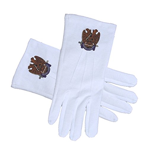 Masonic Scottish Rite 32nd Degree Cotton Gloves White