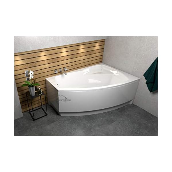 ECOLAM Badewanne Eckbadewanne Acryl Frida Polimat weiß 140x80 cm RECHTS + Schürze Ablaufgarnitur Ab- und Überlauf Automatik Füße Silikon Komplett-Set – Bild 6