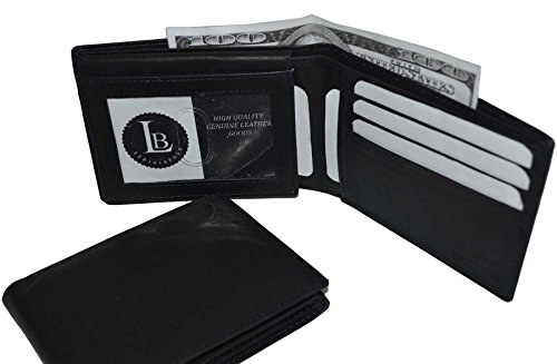 Bifold Wallet Men's Genuine Leather Black Credit/id Card Holder Slim Purse Gift3