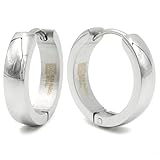 Stainless Steel Curved Face Round Hoop Earrings Gold Silver Black 18mm