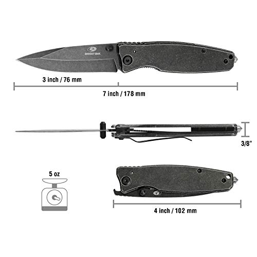 Image of Mossy Oak Folding Pocket Knife - 7 inch EDC Stainless Steel Drop Point Blade Knife - Multi-Functional Tool with Bottle Opener - Liner Lock Handle (Black)