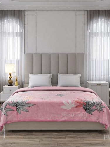 Image of Monte Carlo Dubble Bed Winter Blanket Roman Plus 1 Ply Super Soft 263 GSM, (240x220 CM), Baby Pink