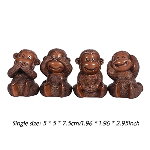 Décorations de bureau de style zodiaque en lot de 4 statues singes - 6