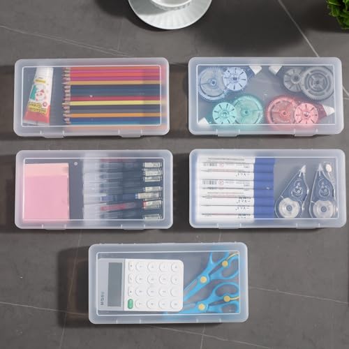 Image of 9 Pack Medium Clear Plastic Storage Boxes with Lids, Craft Jewelry Life Item Organizer for Puzzles, Pens, Rings, Needle and Thread, Nail Polish, Remote Controls