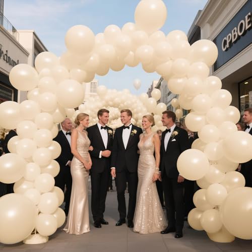 Image of Sand White Balloon 12 Inch, 110pcs Latex Party Balloons Helium Bright Color for Birthday Baby Shower Wedding Party Supplies Arch Garland Decoration