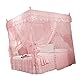 Ymiko Luxus Prinzessin 3 Seitenöffnungen Bett Baldachin Moskitonetz 4 Ecken Vorhangnetz Bettwäsche für Schlafzimmer(150 * 200 * 200-ROSA)