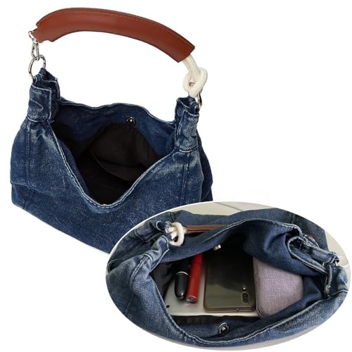 LIZHAOCAI Women Denim Shoulder Handbag Underarm Bag Tote Purse4