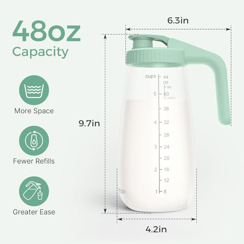Image of Momcozy Breast Milk Pitcher, Glass Storage Container Wide Mouth, 48oz 1pc | Formula Breastmilk Storage Container, Heat & Cold Resistant, No Leak Pitcher for Breastmilk, Fast Baby Formula Maker
