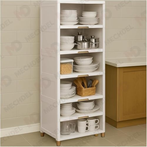 Image of mechdel Multipurpose Bookshelf Organizer Rack for Living Room, Kitchen, Bedroom, Office - DIY (Cupboard Rack - White Window, 4PCS)