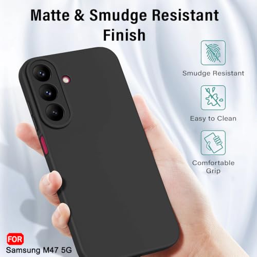 Image of TheGiftKart Liquid Silicon Back Cover Case for Samsung Galaxy M47 5G | Total Camera Protection | Micro-Fibre Lining Inside | Shockproof Back Cover Case for Samsung Galaxy M47 5G (Silicone, Black)
