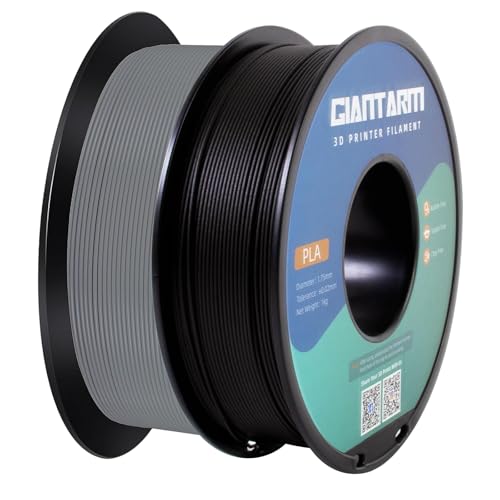 Image of GIANTARM 3D Printer Filament,Black & Grey 2kg PLA Filament 1.75mm,Dimensional Accuracy + /- 0.02 mm,2pcs 1kg Spool (2.2lbs) Fit Most FDM 3D Printers