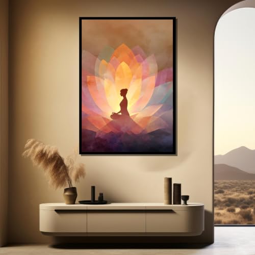 Tableau sur toile Méditation Lotus art mural bohème floral 80x120 cm sans cadre - 4